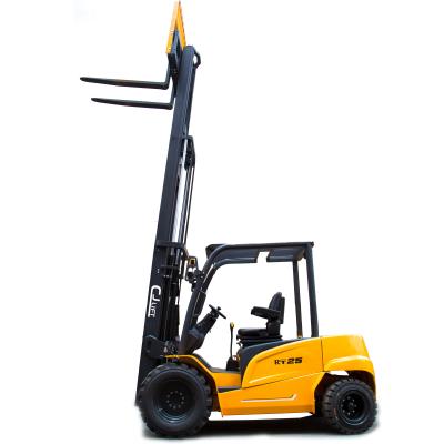 China Building Material Shop China Good Prices Rough Terrain Off Road Electric 2.5 Ton Electric All Terrain Forklift 3 Meters Lifting Height for sale