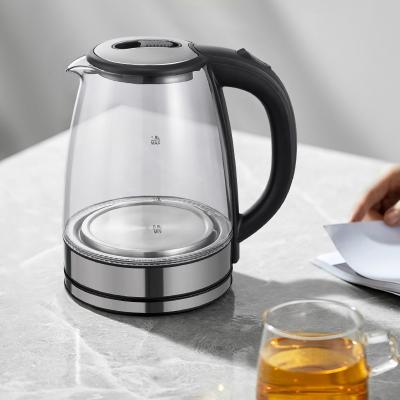 China 360 Degree Rotational Base 1500W 1.8L Boil Dry Overheating Protection Automatic Shut-Off Electric Glass Kettle for sale