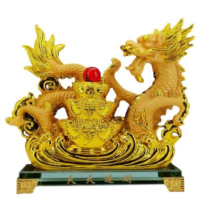 China Handmade Feng Shui Items Desktop Decoration Dragon Gift Dragon Sculpture A Pair of Viet Nam Hot Golden Resin Dragon figurine resin for sale