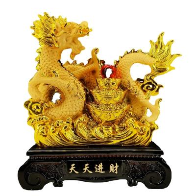 China Vietnam 2023 Golden Dragon Sculpture Store Decoration Crafts Statue Home Decoration Resin Dragon Gifts Promotional Products for sale