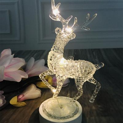 China Christmas Gift Light Festival Lighting Living Room Crystal Reindeer Christmas Gift Light Decoration Bedroom for sale