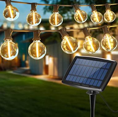 China Residential Solar Outdoor String Lights 100FT, G40 LED Globe Solar Powered Patio Light with 52 Shatterproof Bulbs for Deck Christmas Decor for sale