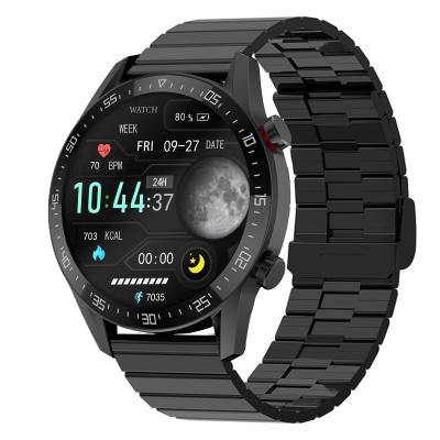 China 1.3 Inch Touch Screen ECG Male Smartwatch SK7plus Men Round Bamboo Steel Dial + 240*240 Pixels + Make Call + Play Music for sale