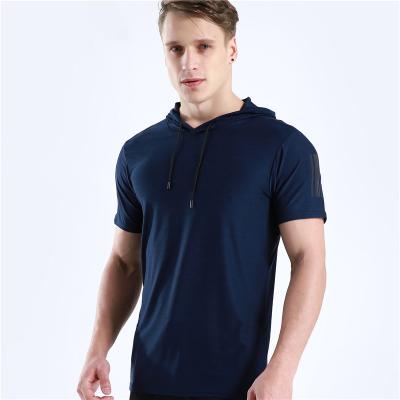 China Short QUICK DRY summer sports hooded T-shirt sleeves men's stretch quick dry hoodies for outdoor for sale