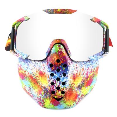 China Custom Detachable Motocross Goggles Motorcycle Outdoor Fog Goggles Dust Detachable Rainbow Mask for sale