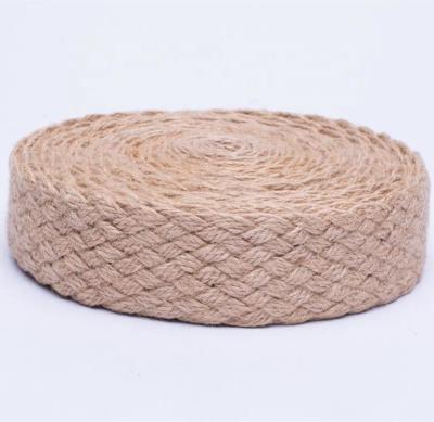 China Eco-friendly braided webbing factory price natural color jute belt use for garment, bag and home textile for sale