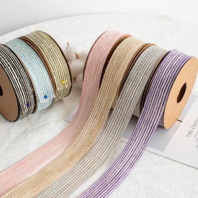 China Disposable Eco-Friendly Colorful Hemp Ribbon Party Openers Wedding DIY Hessian Ribbon Hessian Burlap Lace DIY Gift Hemp Ribbon Warrping Hemp Ribbon for sale