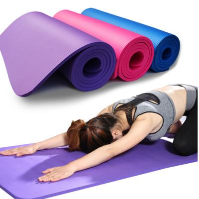 China Wholesale Durable 10mm Lengthened NBR Yoga Mats Widened Non-slip Yoga Mat Sports Multifunctional Fitness Yoga Mat for sale