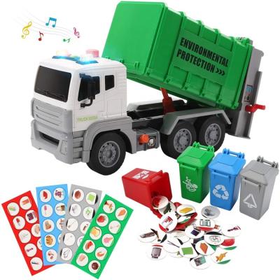 China Toy Factory Price Cute Stone Environmental Friction Toys Educational Rubbing Powered With 4 Boxes Garbage Classification Truck Toys For Children for sale