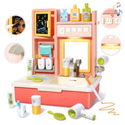 China Pretend Play Cheap Price Indoor Cute Stone Pretend Play Wash Sink Toy Set Electric Sink Children Beauty Makeup Pretend Play Toys for sale