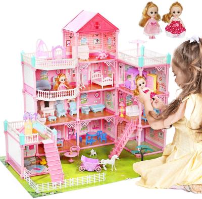 China Cartoon Toy Cute Stone Splendid 11 Rooms Gabby Dollhouse With 2 Dolls And Colorful Light Dreamy Doll Room Chritmas Best Gift For Girls for sale