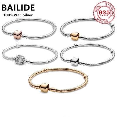 China Hot Sale 100% Real 925 Sterling Silver Fashion Pan Bracelet For Women Fit Original Design Snake Charms High Quality Bracelet DIY Jewelry for sale