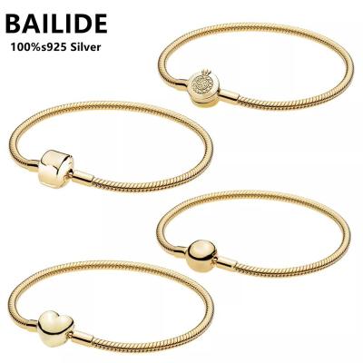 China Fashion Original Rose and Gold Moments Heart Clasp with Crystal Bracelet Fit Europe Bangle 925 Sterling Silver Charm Jewelry for sale