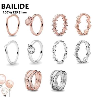 China Hot sale CLASSIC original fit pando ring real 100% 925 Sterling Silver for women wedding couples rings DIY temperament luxury jewelry for sale