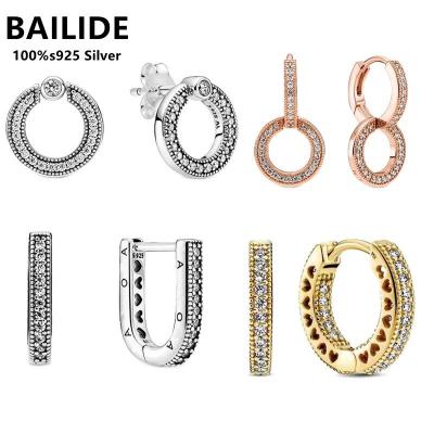 China CLASSIC High Quality Transparent Jewelry 925 Sterling Silver Double Hoop Earrings For Women for sale