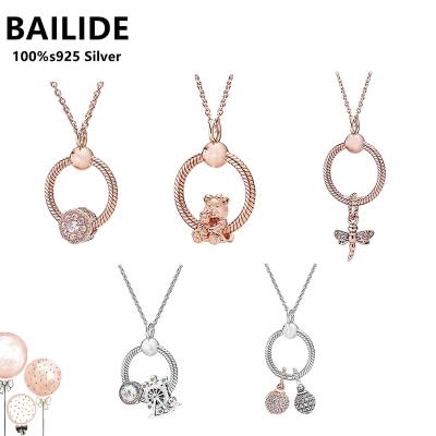 China CLASSIC Hot Sale High Quality Pan Necklace 100% 925 Sterling Silver Fit Original For Women Temperament DIY Jewelry Luxury Wedding Gift for sale