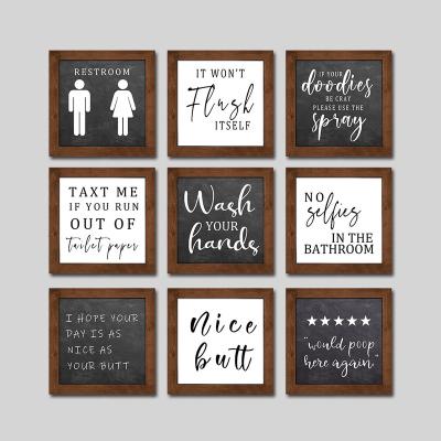 China Europe Set 9 Americana Collection Bathroom Laundry Room Decor Vintage Bath Advertising Wall Art For Bathroom for sale