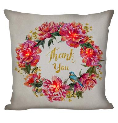 China American European Style Spring Flower Vintage Sustainable Woven Cushion Cover Decor Pillow and Tile Case with LED Lights for sale