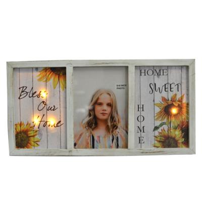 China Factory Price Small MOQ New Design Wooden Vintage Wooden Picture Frame With Light Up Picture Frame 6x8 Inch Decor for sale