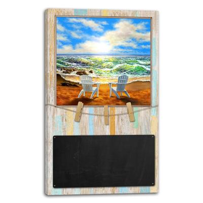 China American Wooden Wall Canvas Painting Landscape Decoration Home Style Magnetic Picture with LED for sale