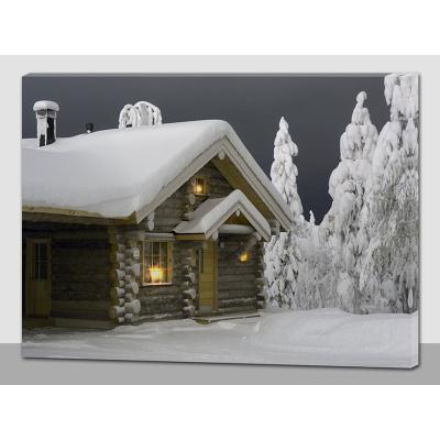 China Modern Winter LED Lit Glitter Canvas Painting Pictures Landscape Modern Printed Watercolor for sale