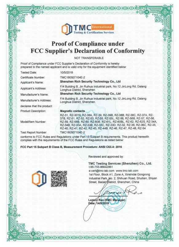 FCC - Shenzhen Rich Security Technology Co., Ltd.