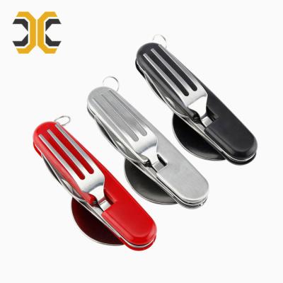 China High Quality Multi Functional Knife Stainless Steel Foldable Camping Tool With Fork Spoon for sale