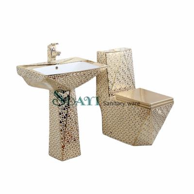 China Golden Golden Color Double-flush WC Ceramic Toilet Bathroom Toilet Bowl for sale