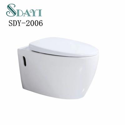 China Hidden Cistern SDAYI Color Ceramic Rimless White Wall Hung Toilet Bathroom Wall Mounted Rimless European Toilet Seat for sale