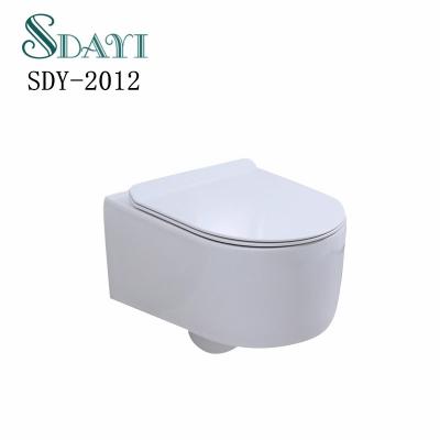 China Concealed Round Rimless Cistern SDAYI Small Bathroom Wall Hung Ceramic WC Toilet Bowl Wall-Hung Toilet Set for sale