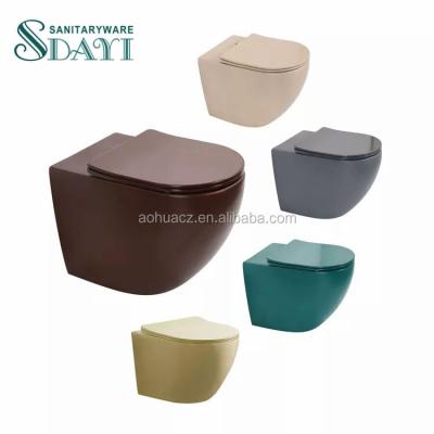 China New modern sanitaryware bathroom matte gray color concealed cistern SDAYI European wall hung ceramic mounted toilet price for sale