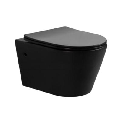 China Hot Selling Hidden Indian Black Color Cistern Bathroom Matte Wall Hung Toilet New Design for sale