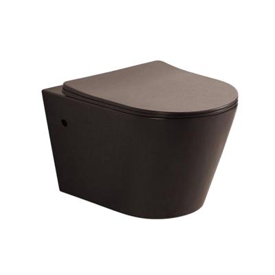 China Hot Selling Black Color Hidden Cistern Bathroom Indian Matte Wall Hung Toilet New Design for sale