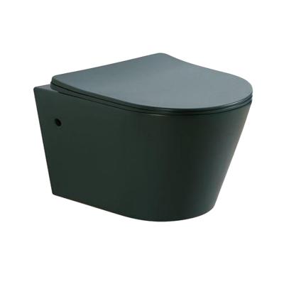 China Hot Selling New Modern Color Toilet Hidden Cistern Matte Black Wall Hung Toilet for sale