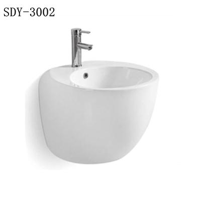 China Easy Clean Bathroom Wall Hung Wash Basin Ceramic Round Wall Hung Basin Sink Price for sale