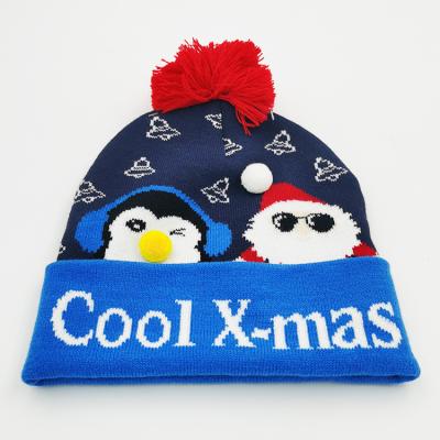 China Christmas Hat Creative High Quality Custom Pattern Knitted Christmas Hat Comfortable And Soft Size for sale