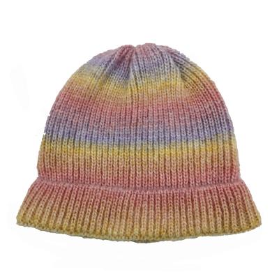 China JOINT Fashionable Custom Embroidery Mohair Logo Section Dyed Yarn Weaving Warm Winter Beanie Knit Hat for sale