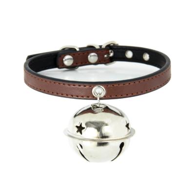 China New Design Factory Hot Selling Pu Dog And Cat High Profit Quick Release Leather Collar With Bell for sale