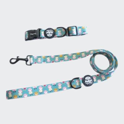 China Custom DETACHED Design Dog Collar Leash Set Heat Transfer Printing With Logo Popular Dog Collar Rubber Leash for sale