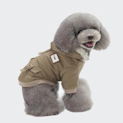 China Amazon Sustainable Hot Selling High Quality Pet Clothes Dogs And Cats Clothing Luxury Winter Autumn Military Cotton-padded Clothing for sale