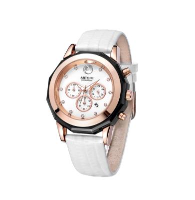 China Good Quality Chronograph Fashion Women Wristwatches For Office Lady With Leather Band Alloy Case Date Night Light And Chronograph Function for sale