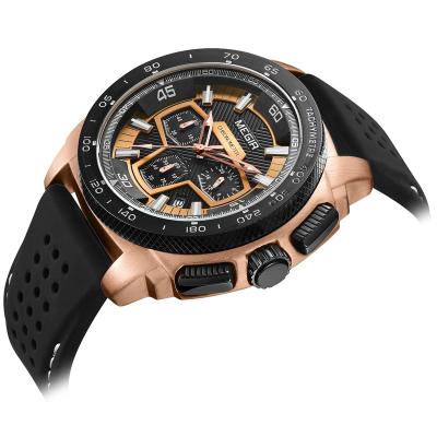 China Chronograph Rubber Strap Mens Quartz Watches With Small Three Dials For Business Wear Wrist Watch for sale