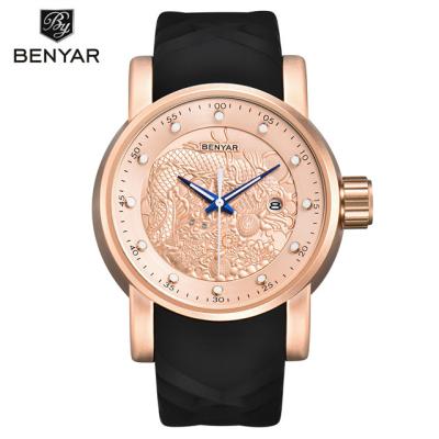 China Guangzhou Chronograph Watch Factory Wholesale Price Good Quality Guarantee Watches Benyar 5115 With Dragon Back Ground Picture for sale