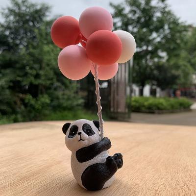 China Indoor Home Decoration Cute/Cartoon Figurine Resin Animal Car Opens Colorful Balloon Fashion Cute Panda Portable Shop for sale