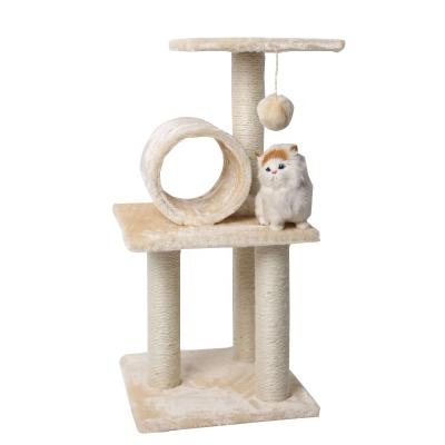 China Factory Wholesale Multilevel Wood Cat Tree Tower Viable 2-in-1 Cat Tree Scratching Cat Bed from China for sale