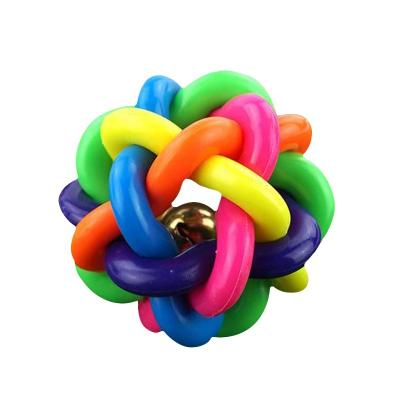 China Stocked Ball of Toy Woven Colorful Ball Dog Cat Bell Ball Pet Chewing Toy for sale