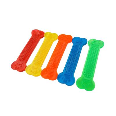 China Wholesale PVC Stocked Dog Toys Anti-bite Molar Teeth Cleaning Flat Bone Toys for sale