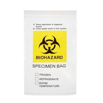 China Recyclable Medical Packing Zipper Lock Sealing Laboratory Pathology Biohazard Specimen Plastic Transport Bag With Document Pouch for sale