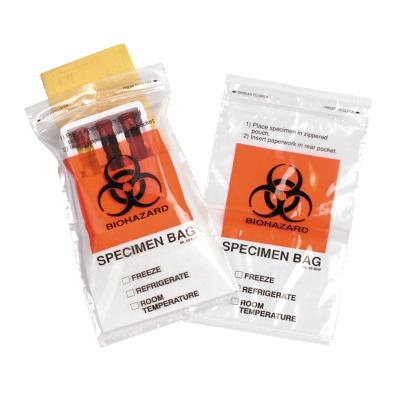 China Two BIODEGRADABLE Pouches with Biohazard Symbol Size 6 x 9 inch for Lab Custom Biohazard Plastic Medical Specimen Ziplock Bags for sale