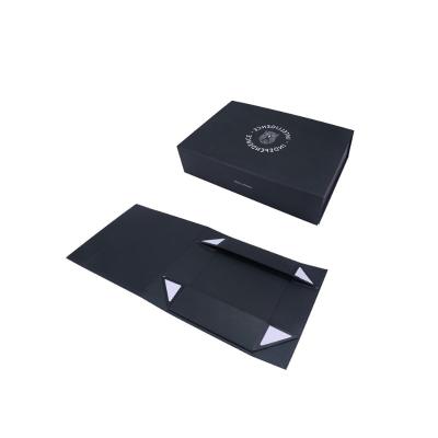 China Customization Garment Recyclable Matte Rigid Book Shape Magnetic Black Embossed Gold Foil Gift Folding Box With Insert for sale